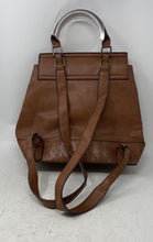 Load image into Gallery viewer, Darcy Marks London Womens Brown Woven Texture Faux Leather Convertible Backpack
