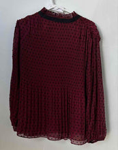 Load image into Gallery viewer, Max Studio Womens Burgundy Polka Dot Print Tie Neck Long Sleeve Blouse Top Sz L
