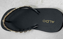 Load image into Gallery viewer, Aldo Womens Minarie Golden Black Open Toe Slip-On Flip-Flop Sandals Size 9/10
