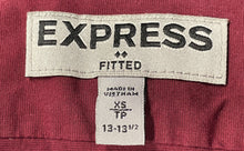 Load image into Gallery viewer, Express Mens Burgundy Collared Long Sleeve Dress Shirt Size XS
