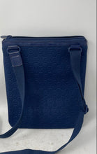 Load image into Gallery viewer, Michael Kors Womens Blue Signature Print Adjustable Strap Zip Top Crossbody Bag

