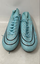 Load image into Gallery viewer, Mens Blue Black Glitter Lace-Up High Top Soccer Cleats Size EUR 38
