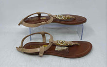 Load image into Gallery viewer, GBG Los Angeles Womens Lexann Brown Rhinestone Ankle Strap Thong Sandals Size 8M
