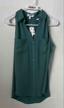 Load image into Gallery viewer, Express Womens Green Sleeveless Portofino Button Front Blouse Top Sz S With Tag
