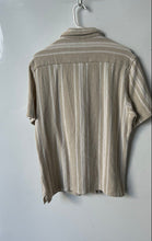 Load image into Gallery viewer, Zara Mens Beige White Striped Print Relaxed Fit Button-Up Shirt Size L
