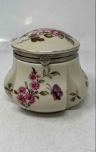Load image into Gallery viewer, Lefton Multicolor Floral Print Engraved Hinged Lock Lidded Trinket Box
