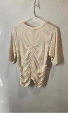 Load image into Gallery viewer, Donna Karan New York Jeans Womens Ivory Ruched Short Sleeve Blouse Top Size L
