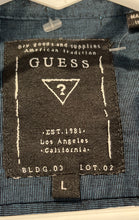 Load image into Gallery viewer, Guess Mens Blue Short Sleeve Pockets Collared Button-Up Shirt Size Large
