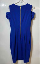 Load image into Gallery viewer, Calvin Klein Womens Blue Cold-Shoulder Round Neck Back-Zip Sheath Dress Size 6
