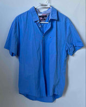 Load image into Gallery viewer, Tommy Hilfiger Mens Blue Short Sleeve Collared Slim-Fit Button-Up Shirt Size XL
