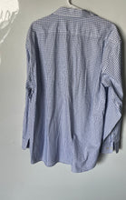 Load image into Gallery viewer, Tommy Hilfiger Mens White Blue Cotton Long Sleeve Collared Dress Shirt Size 17
