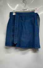 Load image into Gallery viewer, Zara Womens Blue Denim Stretch Pockets Front Tie Mini Skirt Size Small
