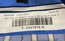 Load image into Gallery viewer, Ann Taylor Womens Blue And White Striped Collared Button-Up Shirt Size Small
