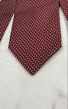 Load image into Gallery viewer, Giorgio Armani Mens Red Beige Geometric Silk Keeper Loop Adjustable Pointed Tie
