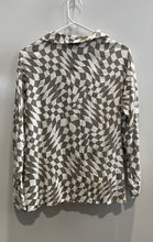 Load image into Gallery viewer, Forever 21 Womens White Brown Checkerboard Print Button-Up Shirt Size Medium
