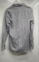 Load image into Gallery viewer, Michael Kors Mens Black White All Over Print Cotton Button-Up Shirt Size Small
