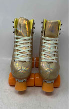 Load image into Gallery viewer, Cosmic Womens Gold-Tone Lace-Up 4 Wheel Roller Skates Size 6
