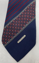 Load image into Gallery viewer, Givenchy Mens Blue Red Striped Geometric Keeper Loop Adjustable Pointed Tie
