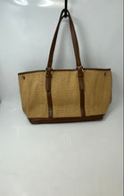 Load image into Gallery viewer, Michael Kors Womens Raffia Brown Woven Double Handle Tote Handbag
