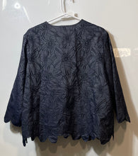 Load image into Gallery viewer, Chico's Womens Blue Floral Embroidered Long Sleeve Open Front Jacket Size 3
