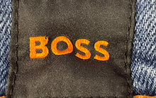 Load image into Gallery viewer, Boss Mens Blue Denim Dark Wash Whiskering Effect Straight Leg Jeans Size 33/30
