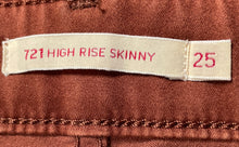 Load image into Gallery viewer, Levi's Womens Brown Denim Dark Wash 721 High-Rise Skinny Leg Jeans Size 25 W/Tag
