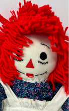 Load image into Gallery viewer, Aurora Red Yarn Hair Decorative Raggedy Ann Cloth Doll With Blue Floral Outfit
