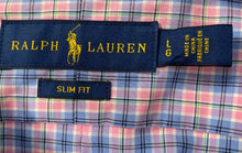 Load image into Gallery viewer, Ralph Lauren Mens Pink Plaid Cotton Long Sleeve Slim Fit Button-Up Shirt Size L
