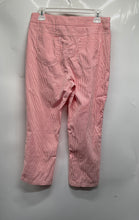 Load image into Gallery viewer, Mario Serrani Womens Red White Striped Flat Front Regular Fit Capri Pants Size L
