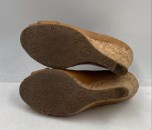 Load image into Gallery viewer, Authentic Tory Burch Womens Brown Leather Peep Toe Wedge Platform Heels Sz 7.5M
