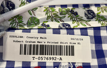 Load image into Gallery viewer, Robert Graham Mens Blue Printed Long Sleeve Collared Button-Up Shirt Size XL
