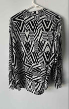 Load image into Gallery viewer, Calvin Klein Womens Black White Geometric Long Sleeve V-Neck Blouse Top No Size
