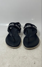 Load image into Gallery viewer, Michael Kors Womens Black White Monogram Open Toe Flat Thong Sandals Size 7
