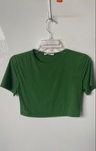 Load image into Gallery viewer, Zara Womens Green Short Sleeve Crew Neck Pullover Cropped Blouse Top Size Large

