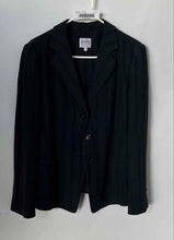 Load image into Gallery viewer, Armani Collezioni Womens Black Striped Long Sleeve Three Button Blazer Size 8

