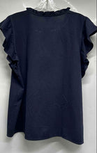 Load image into Gallery viewer, Ann Taylor Womens Navy Blue Layered Ruffled Short Sleeve Blouse Top Size XLP
