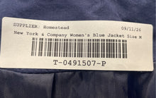 Load image into Gallery viewer, New York &amp; Company Womens Blue Collared Double Breasted Short Trench Coat Size M
