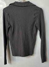 Load image into Gallery viewer, Zara Womens Gray Knitted Long Sleeve Collared Blouse Top Size Large
