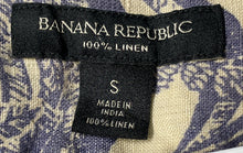 Load image into Gallery viewer, Banana Republic Mens Blue Beige Palm Tree Short Sleeve Button-Up Shirt Size S

