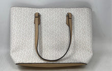 Load image into Gallery viewer, Guess Los Angeles Womens Beige And White Logo Print Leather Tote Handbag
