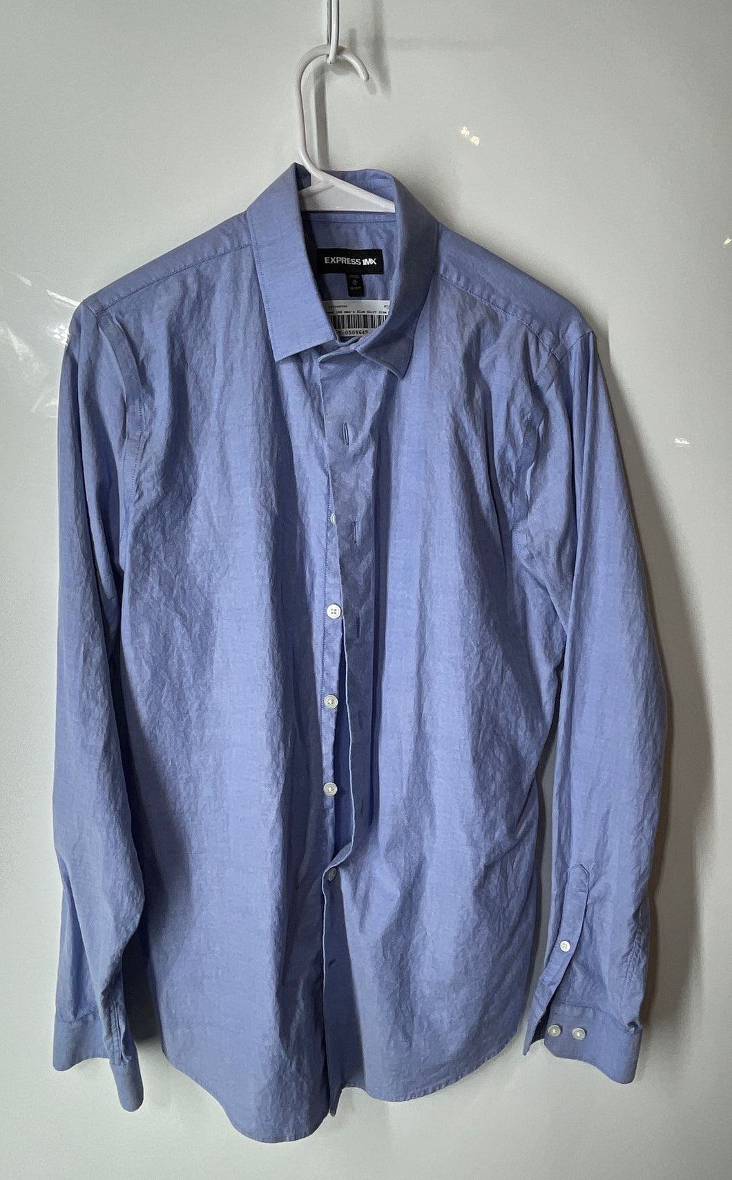 Express 1MX Mens Blue Long Sleeve Collared Dress Shirts Size Medium 15-15.5