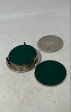 Load image into Gallery viewer, Lot Of 6 Pcs Assorted Silver-Tone And Green Lining Drink Coasters
