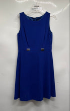 Load image into Gallery viewer, Tahari Womens Blue Regular Fit Round Neck Back-Zip Sleeveless A-Line Dress Sz 8
