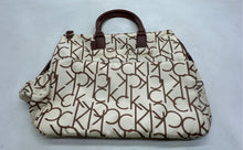 Load image into Gallery viewer, Calvin Klein Womens Beige Brown Monogram Print Top Handle Travel Tote Bag
