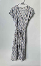 Load image into Gallery viewer, Lucky Brand Womens Beige Blue Short Sleeve Button Front A-Line Dress Size Medium
