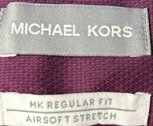 Load image into Gallery viewer, Michael Kors Mens Burgundy Airsoft Stretch Regular Fit Dress Shirt Size Medium

