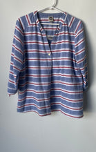 Load image into Gallery viewer, Anne Klein Womens Blue Multiple Striped 3/4 Sleeve Button Front Blouse Top Sz L
