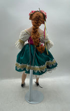 Load image into Gallery viewer, Brown Curly Hair Green Eyes Ceramic My Wild Irish Rose Musical Play Doll w/Stand

