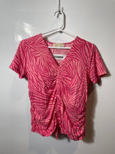 Load image into Gallery viewer, Michael Kors Womens Pink Zebra-Print Short Sleeve Blouse Top Size Medium
