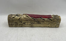 Load image into Gallery viewer, Decorative Gold-Tone Hinged Incense Holder Box With A Painted Buddha Figure

